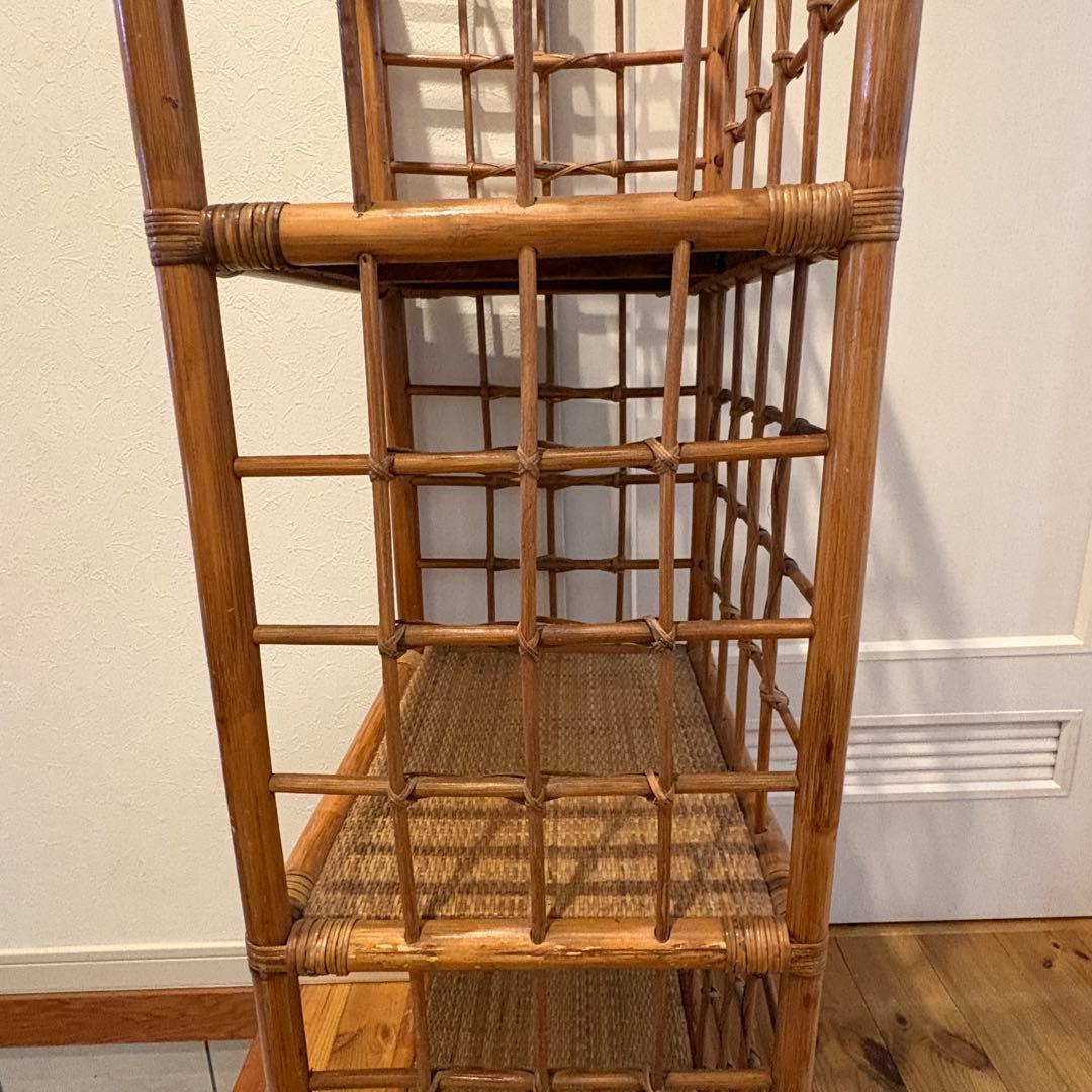 昭和レトロ アーチ型 3段ラタンラック オープンシェルフ 飾り棚 ディスプレイ