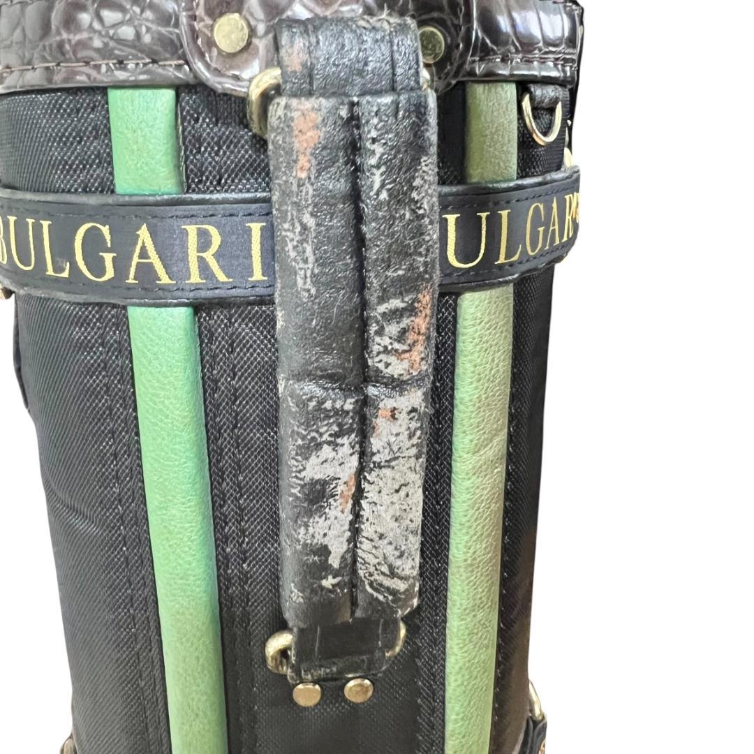 ブルガリ ゴルフバッグ クロコ ブラック キャンバス レザー ゴールド