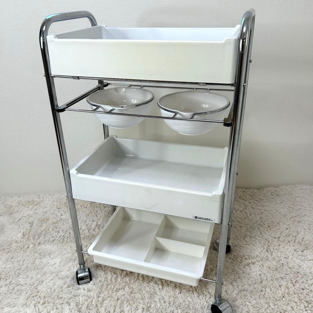 タカラベルモント サロンワゴン 4段 キャスター 美容室 カート 美容ワゴン 白