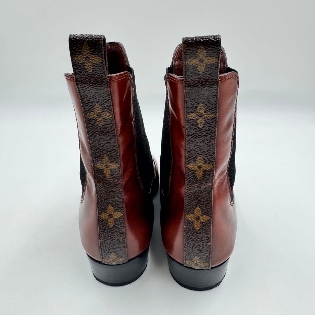 LOUIS VUITTON サイドゴアブーツ　モノグラム　ブラウン　22.5cm