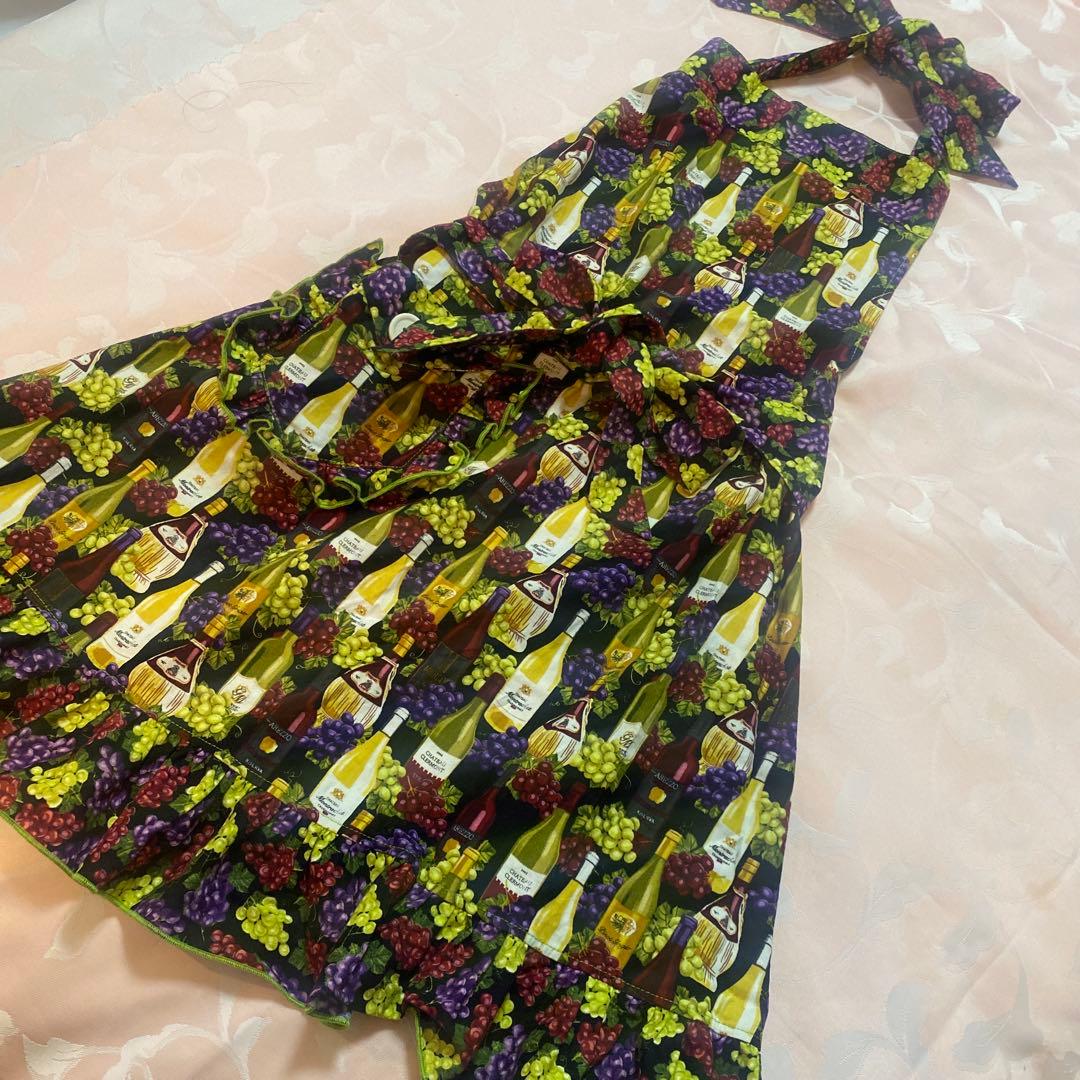 エプロン★ワイン柄★ソムリエ★ワインボトル柄★葡萄柄