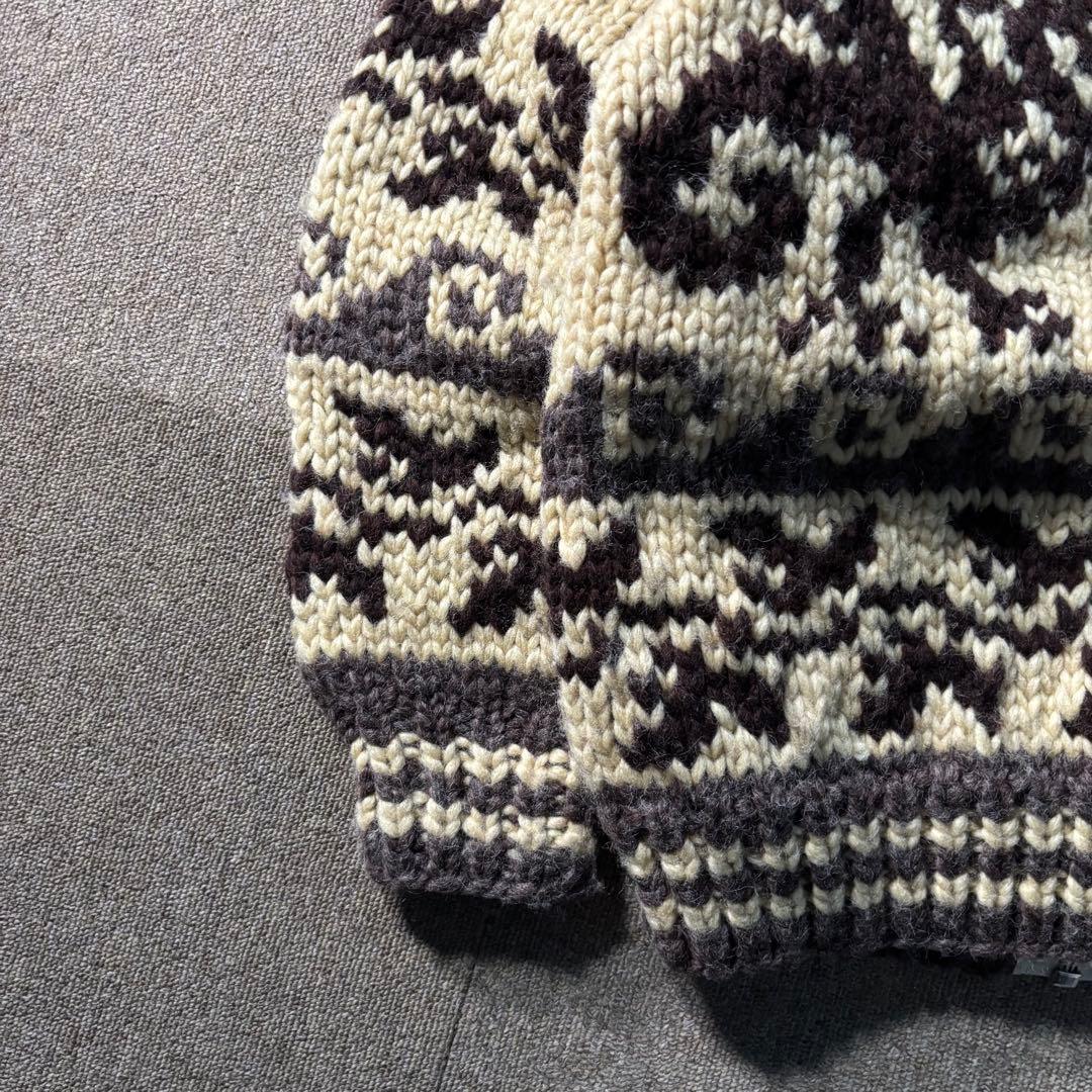 カナダ製 LONGHOUSE カウチンニットセーター ジップアップ