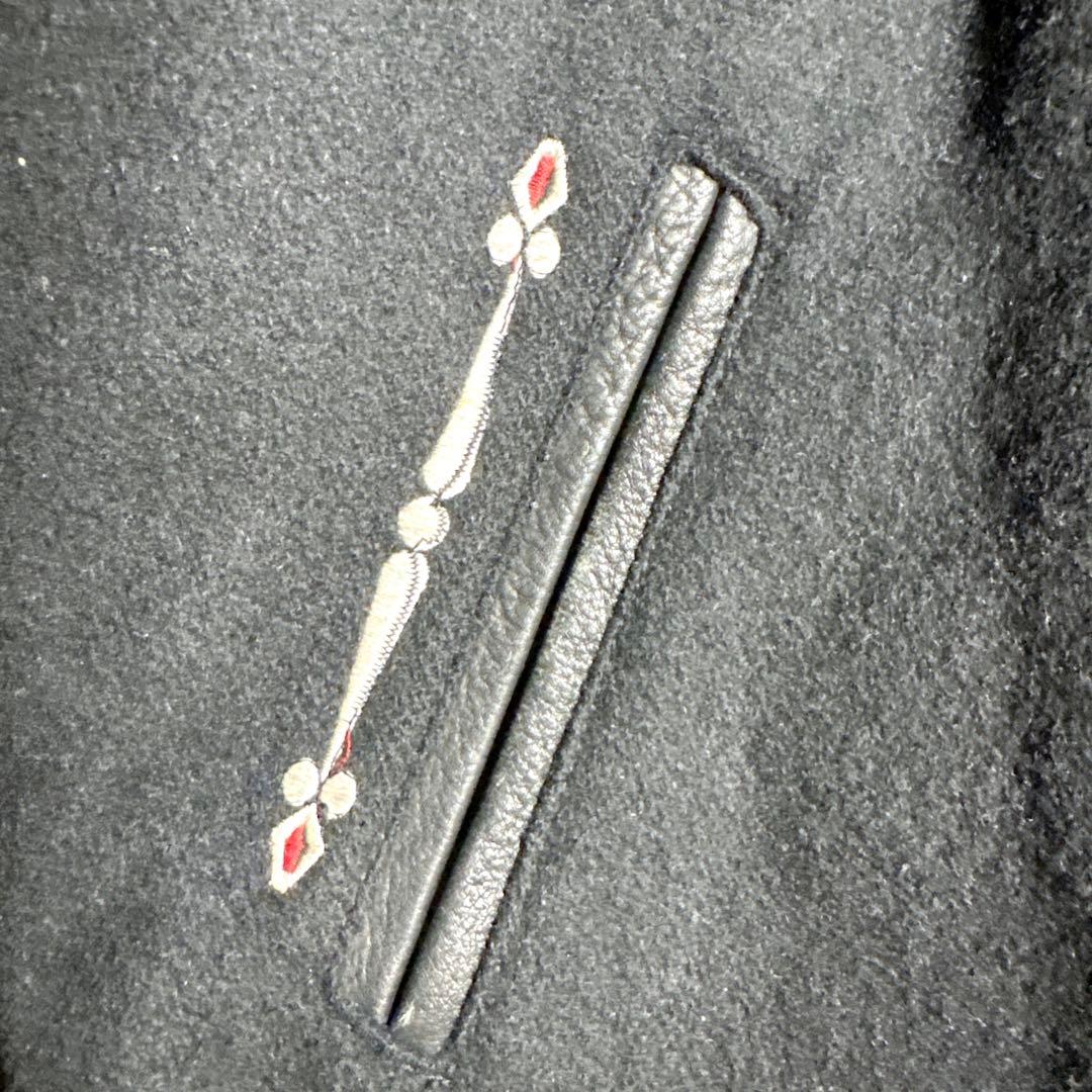 希少 00s PRODUCT 袖レザー スタジャン 刺繍 L ブラック レア