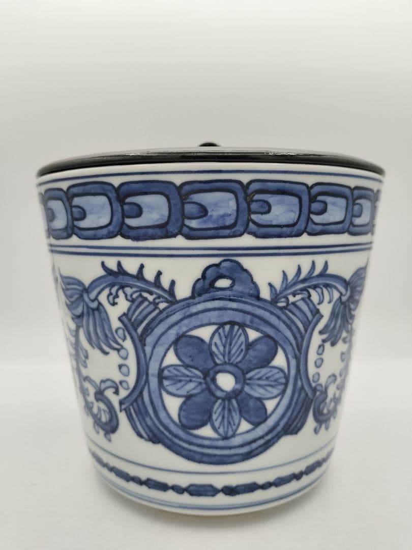 b626 水指 染付 オランダ写 西村徳泉 木箱 茶道具 古物