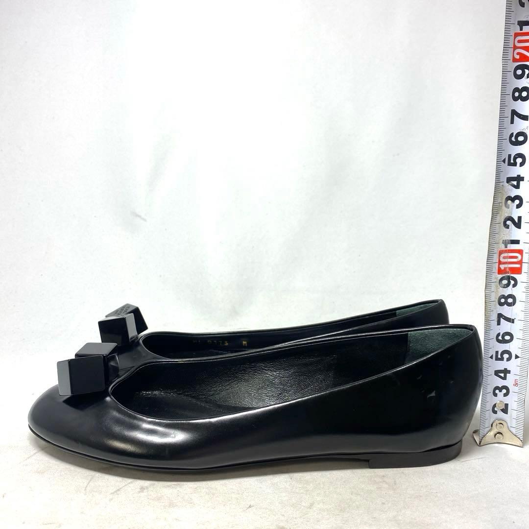 試着程度ルイヴィトン　サイズ表記「35」22.5 ブラックレザー　バレエシューズ