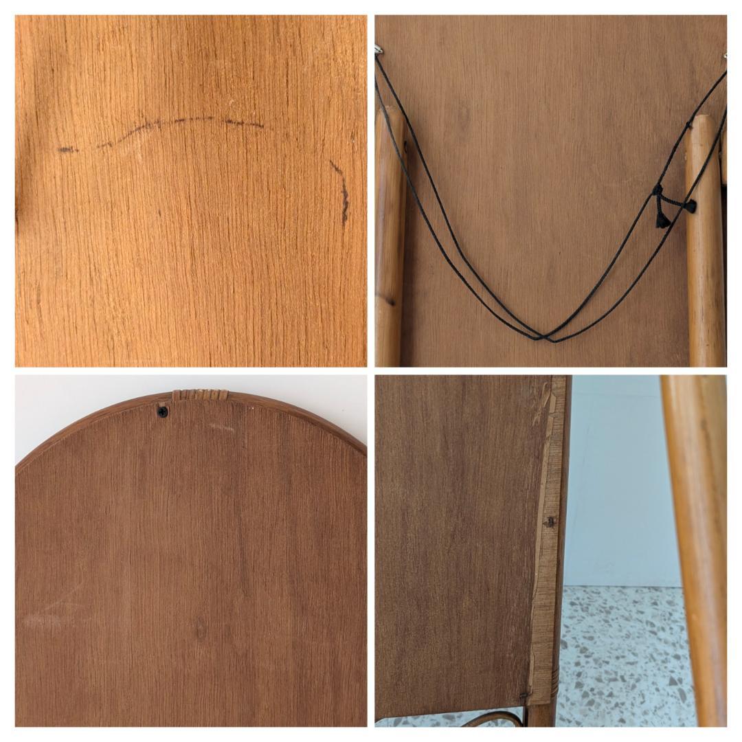 ラタン スタンドミラー 80s ビンテージ 壁掛け 2way 籐の姿見 レトロ