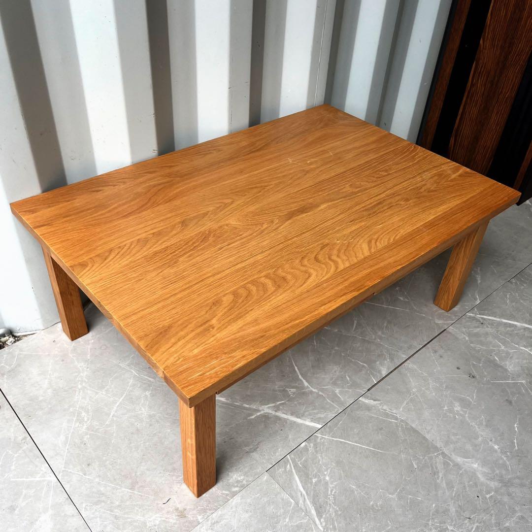 取付無料！無印良品 北欧風天然無垢材オーク ナチュラル引き出し付きローテーブル✨