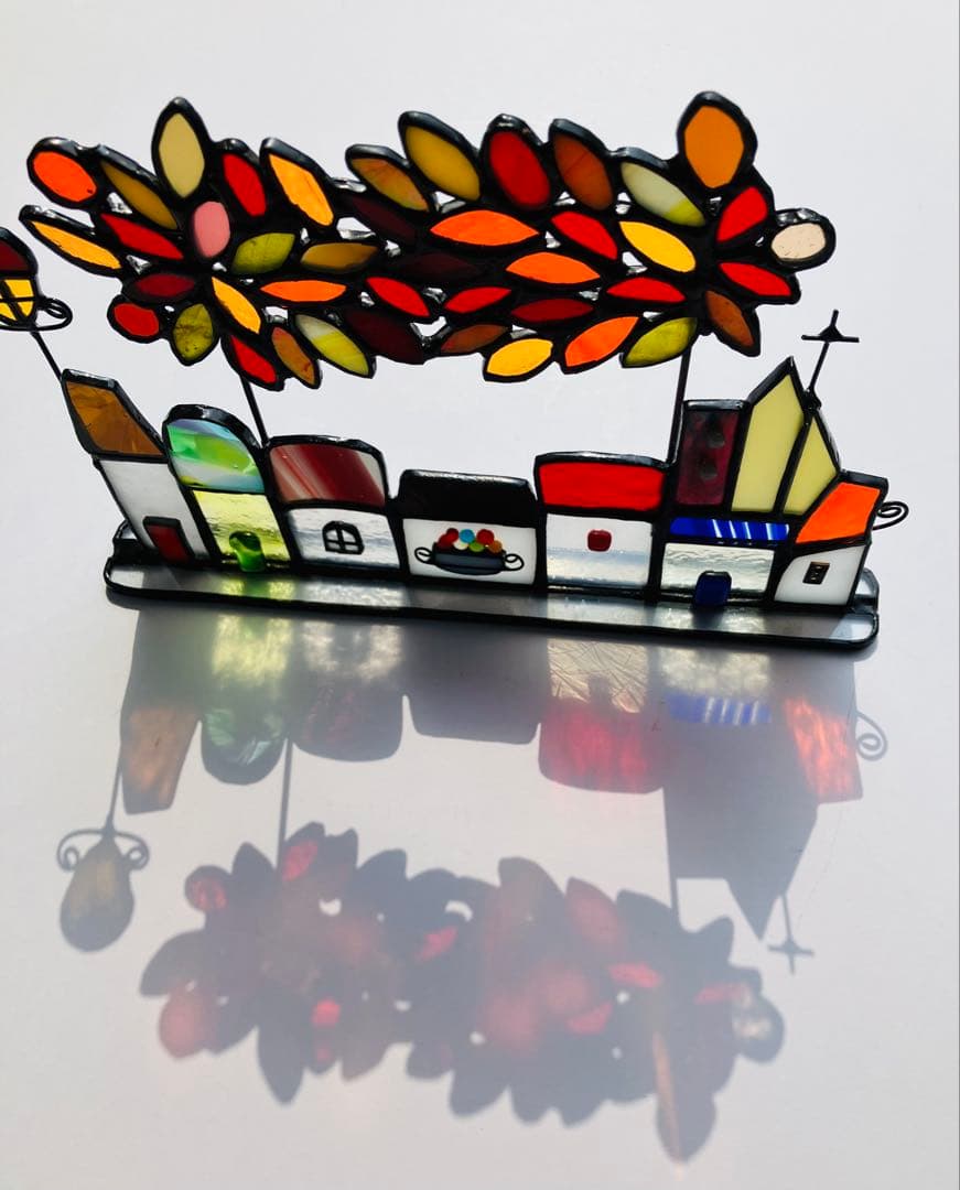 ステンドグラス　小さな街並みと四季の訪れ　計4件