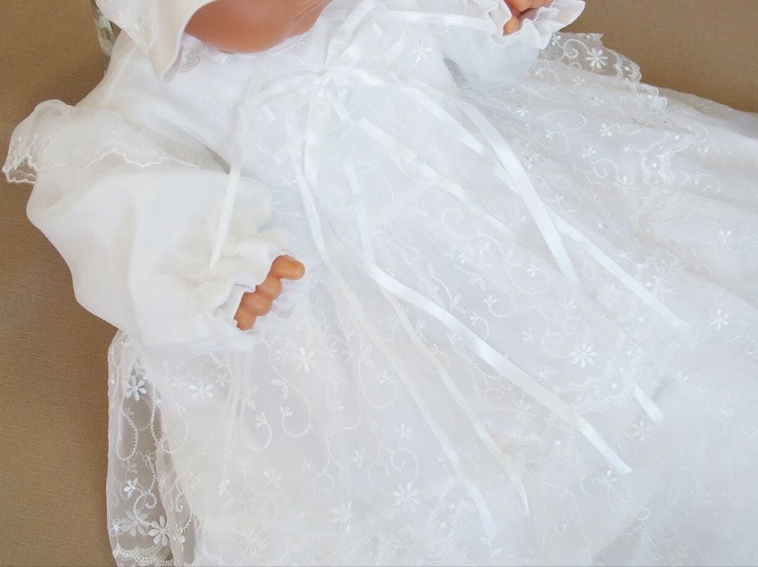 超ロングコート ベビー セレモニードレス　オーガンジー　ホワイト 美品 着画あり