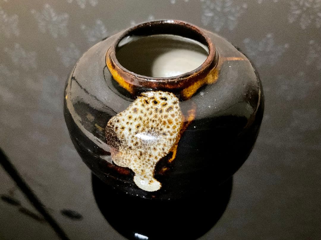 赤膚焼　二代目 小川二楽作　茶入　文琳　肩衝