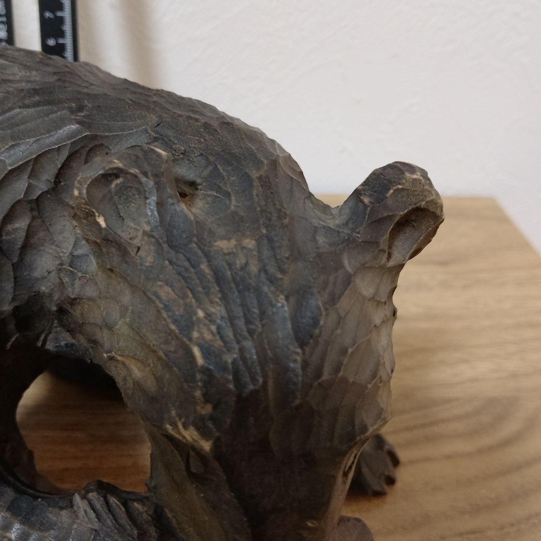 彫刻 アンティーク工芸品希少熊置物北海道民藝 木彫り熊 アイヌ オブジェ 骨董