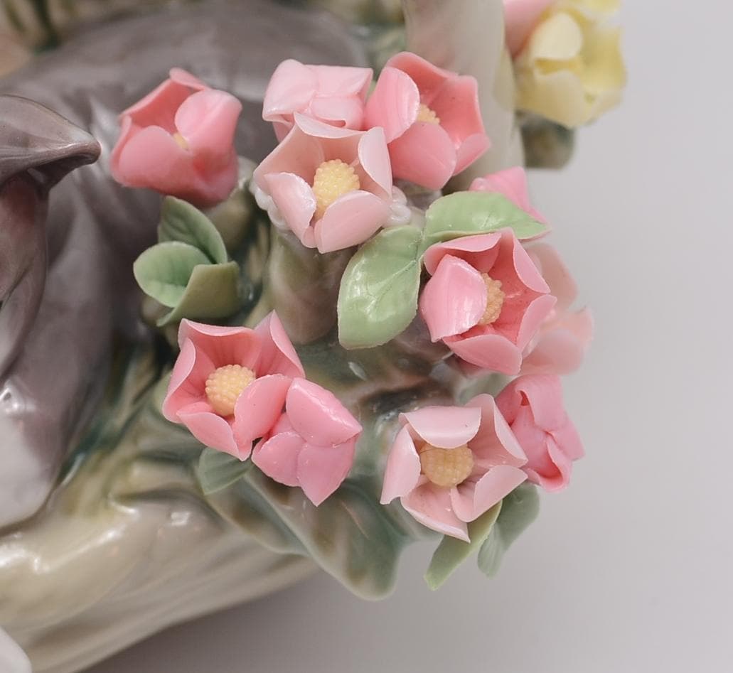 かごの中の3匹の仔猫　＃1444　★リヤドロ　スペイン　光沢仕上げ　ヴィンテージ