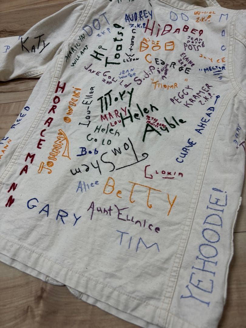 DENIMDUNGAREE カラフルラクガキハンド刺繍錆加工ボタンジャケット