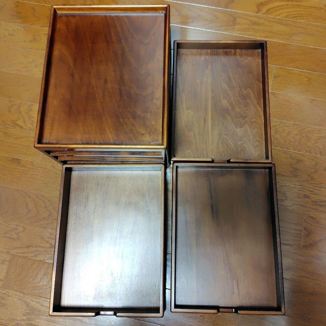 豊岡クラフト A4ドロワーズ3 (美品/レッド加工) 素敵な書類収納、机上整理棚