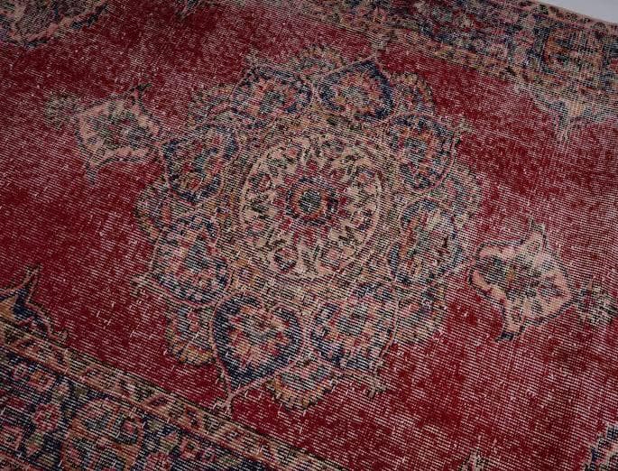 トルコヴィンテージラグ A61 レア レッド ネイビー ブルー グリーン