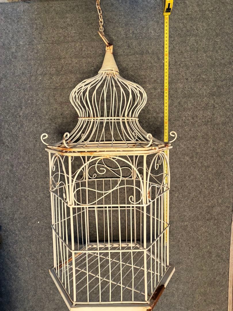アイアン＊シャビー錆びアンティーク鉄金属エイジング＊アンティーク白い鳥かご