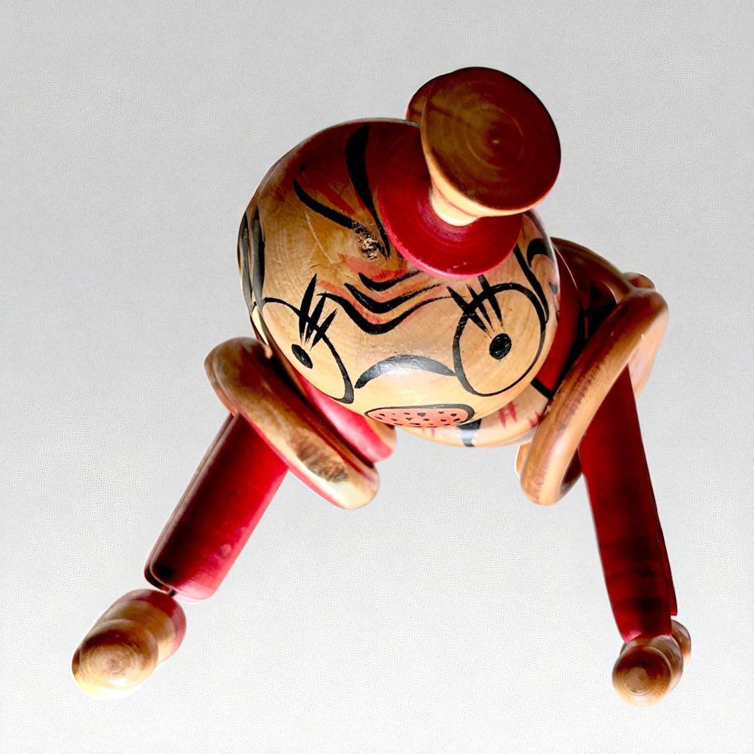 山形県郷土玩具・木地玩具《のんきな父さん》輪投げ・温海（あつみ）こけし 阿部進也