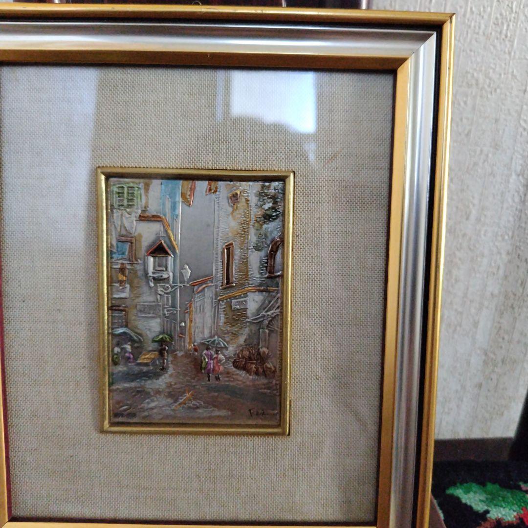 ★イタリア フィレンチェ 銀板画 銀製 925 風景画 額装