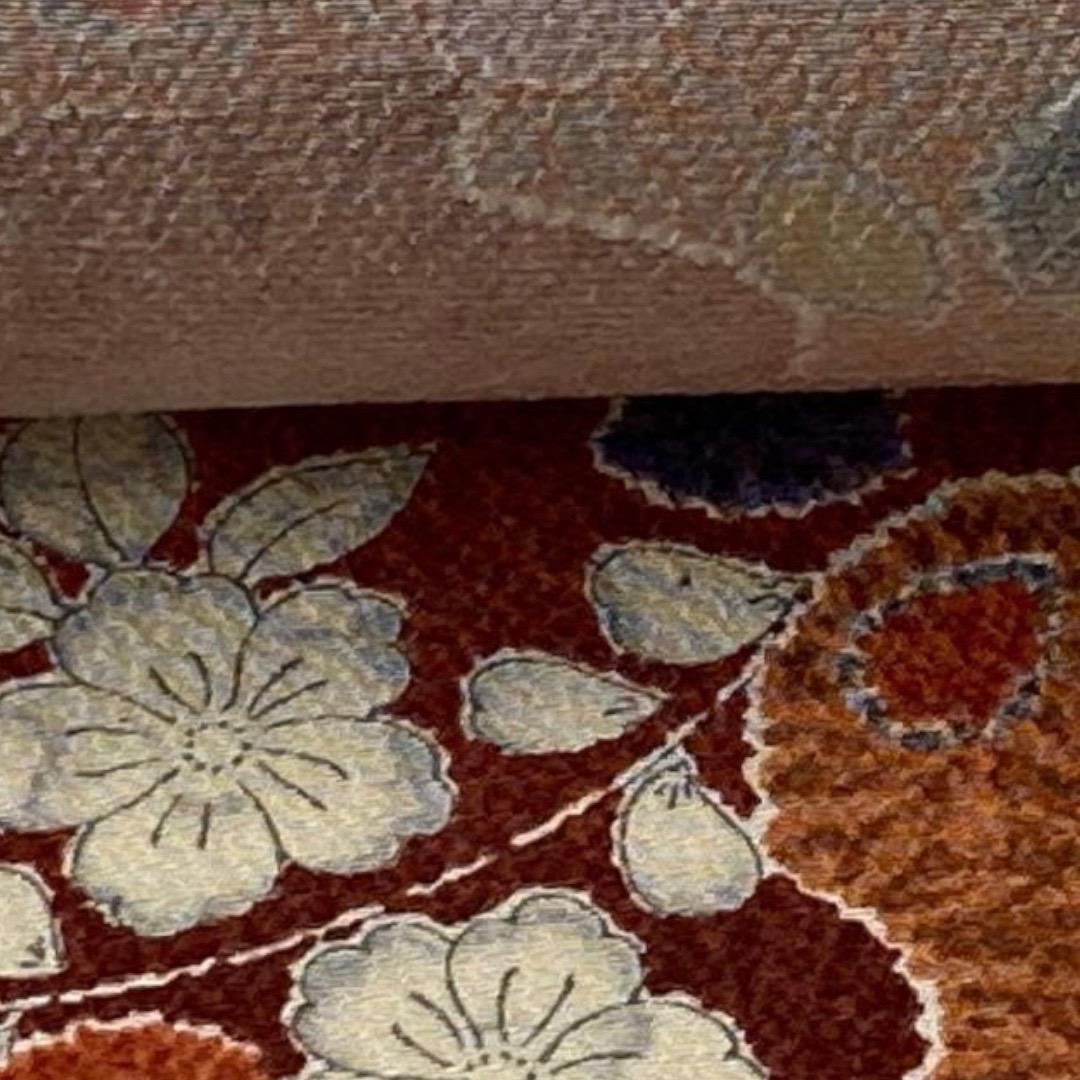 *着物反物*　辻ヶ花と灰紫紬　大人の兵児帯　半幅帯　長尺460cm