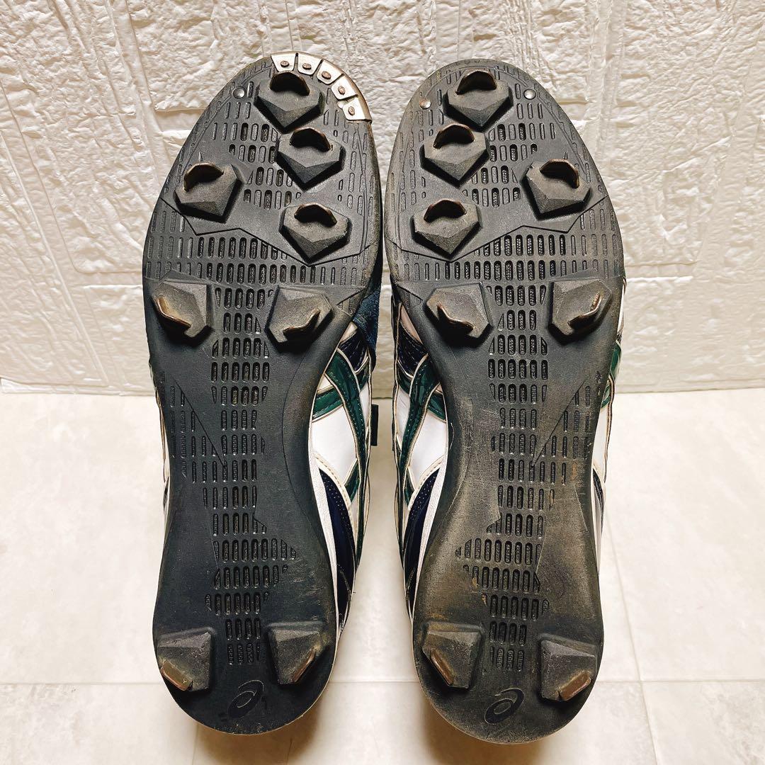 アシックス 硬式野球 右投手用スパイク ホワイト/ネイビー/グリーン 28cm