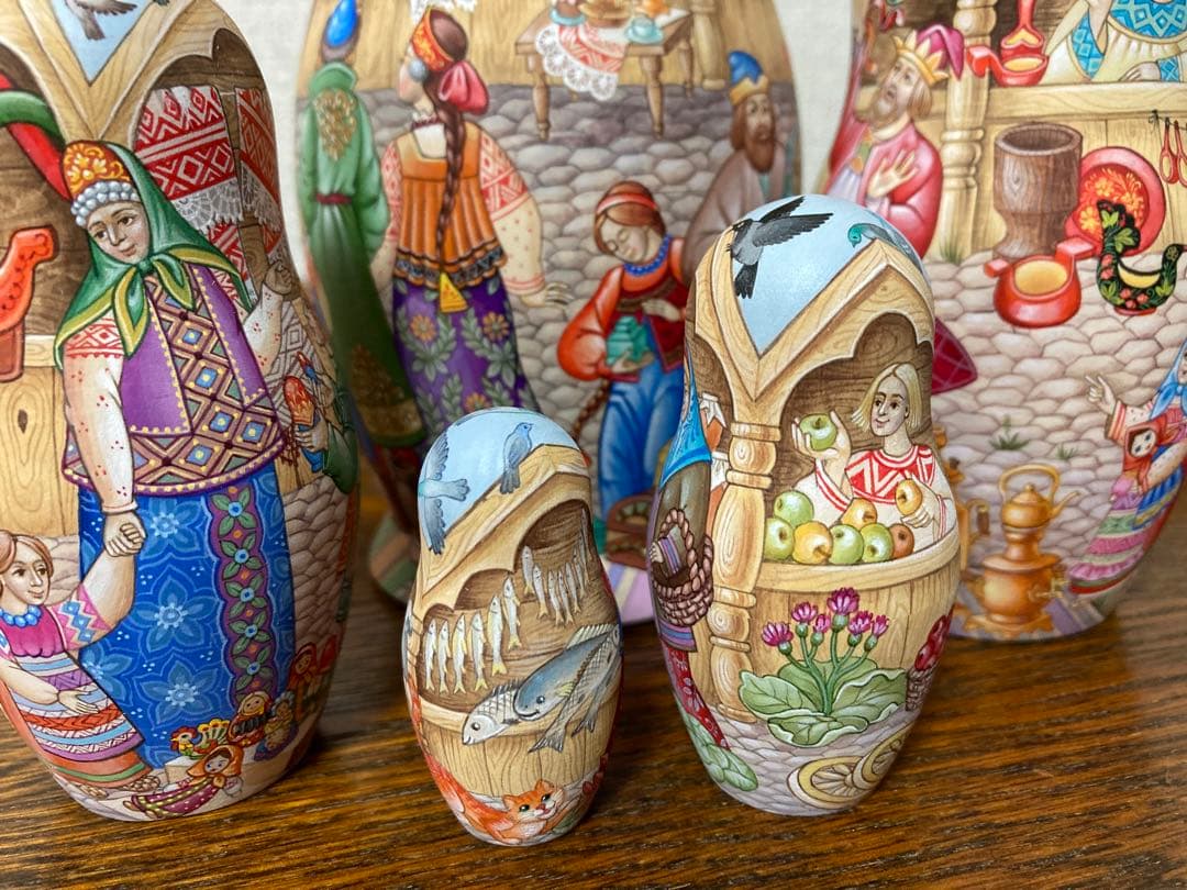 ロシア雑貨☆イコン マトリョーシカ 見本市(5P)H17cmオルガ作コブロフ工房