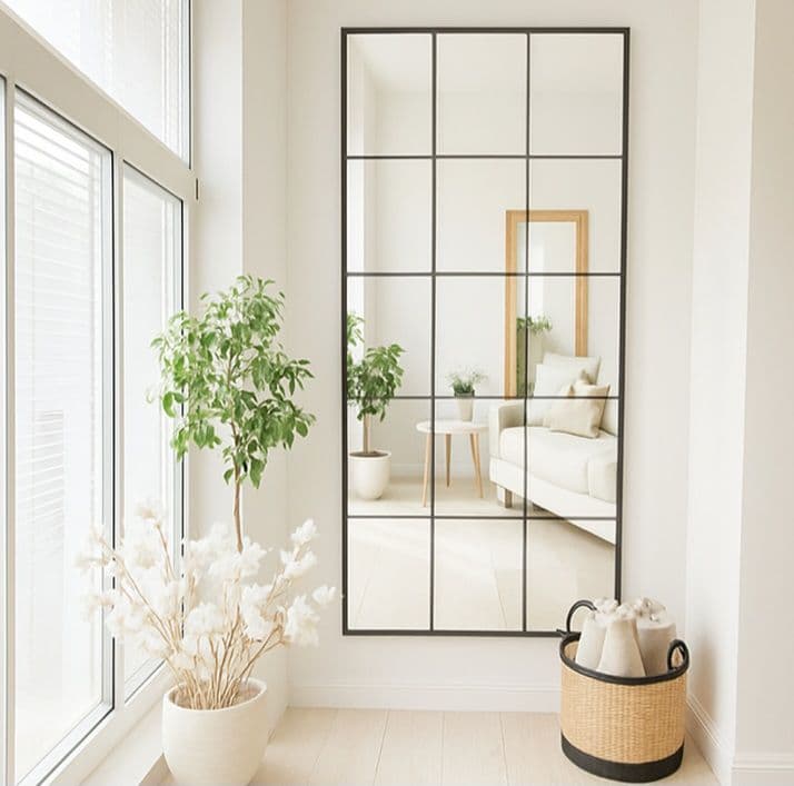 姿見　格子　18枚ミラー　海外風　大型ミラー