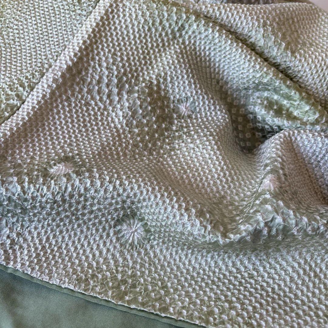 ❤️気品溢れる総絞り小紋　春の若草色　新品畳紙お付けします。