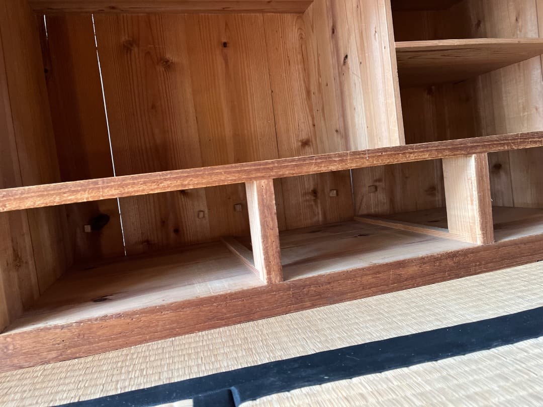 古道具 木製収納棚｜無垢材｜古民家｜昭和レトロ｜本棚・食器棚・展示棚