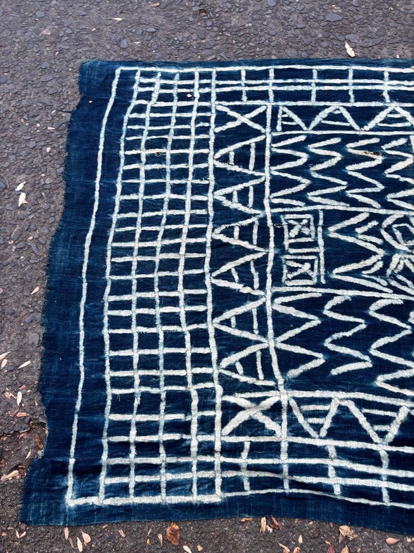 754 アフリカヴィンテージ カメルーン バミレケ族 藍染 ンドップ 古布 希少