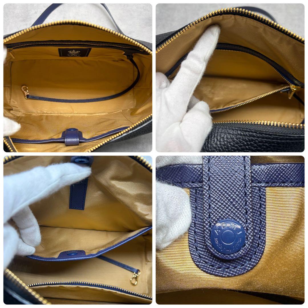 A.D.M.J. 日本製 シュリンクレザー Beeビジュー ショルダーバッグ 黒