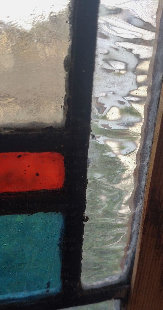 英国アンティーク／100年以上前のステンドグラス　窓枠　ドア