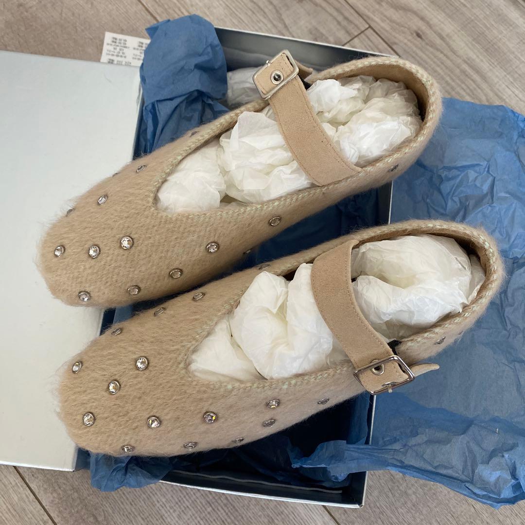 LE TALON GRISE EDGEスタッズメリージェーンフラット 23.5