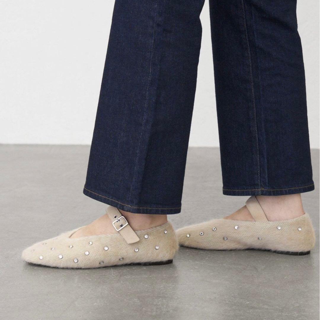 LE TALON GRISE EDGEスタッズメリージェーンフラット 23.5