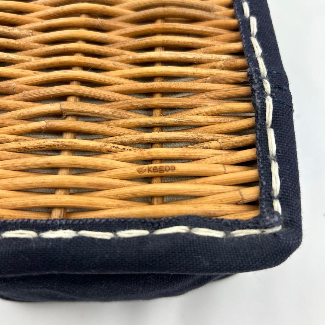 【美品】エバゴス　お買い物バッグ　サテンカゴバッグ　Eワッペン 刺繍　カゴバッグ