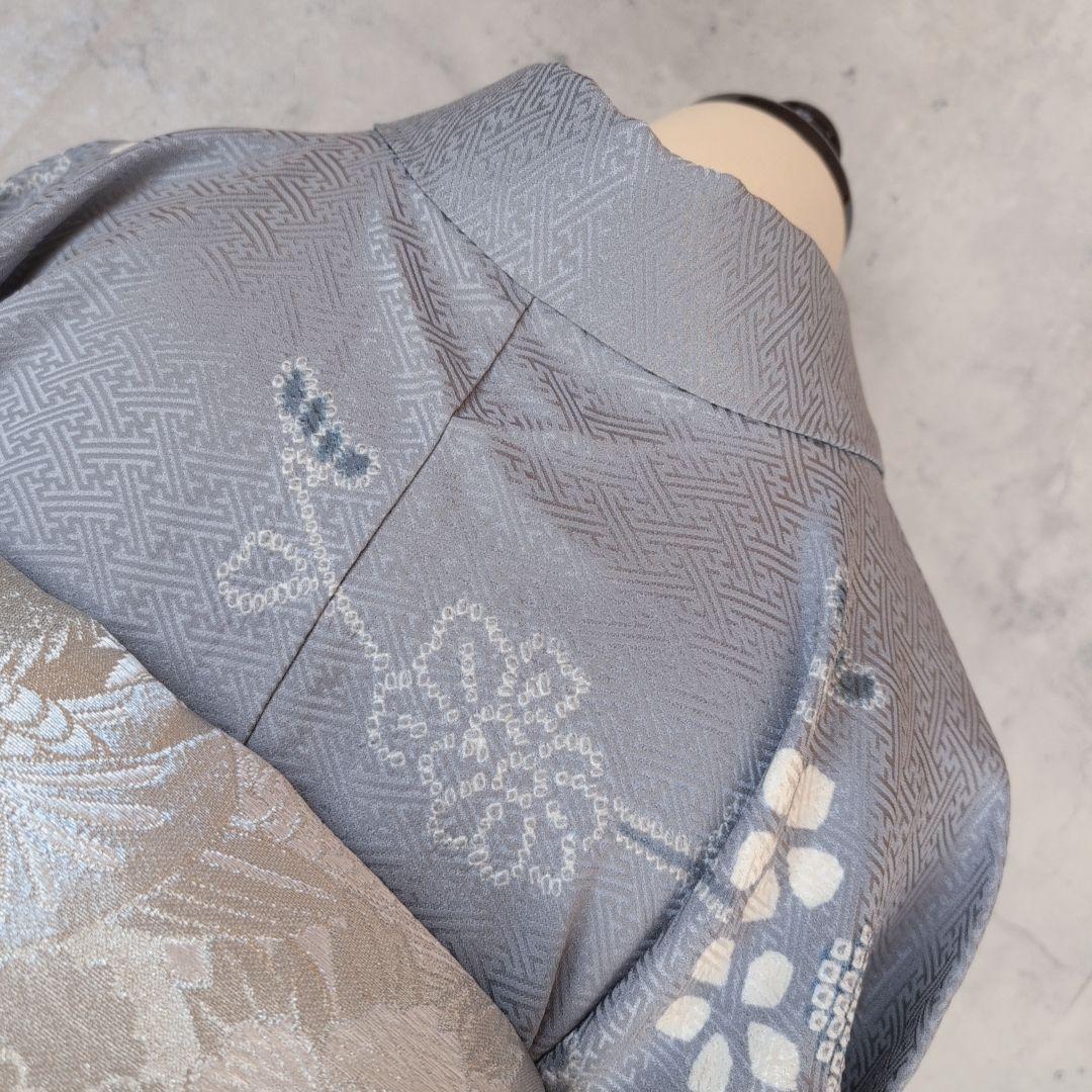 訪問着　フルセット　着物　正絹　絞り　トールサイズ　薄紫　花　C1