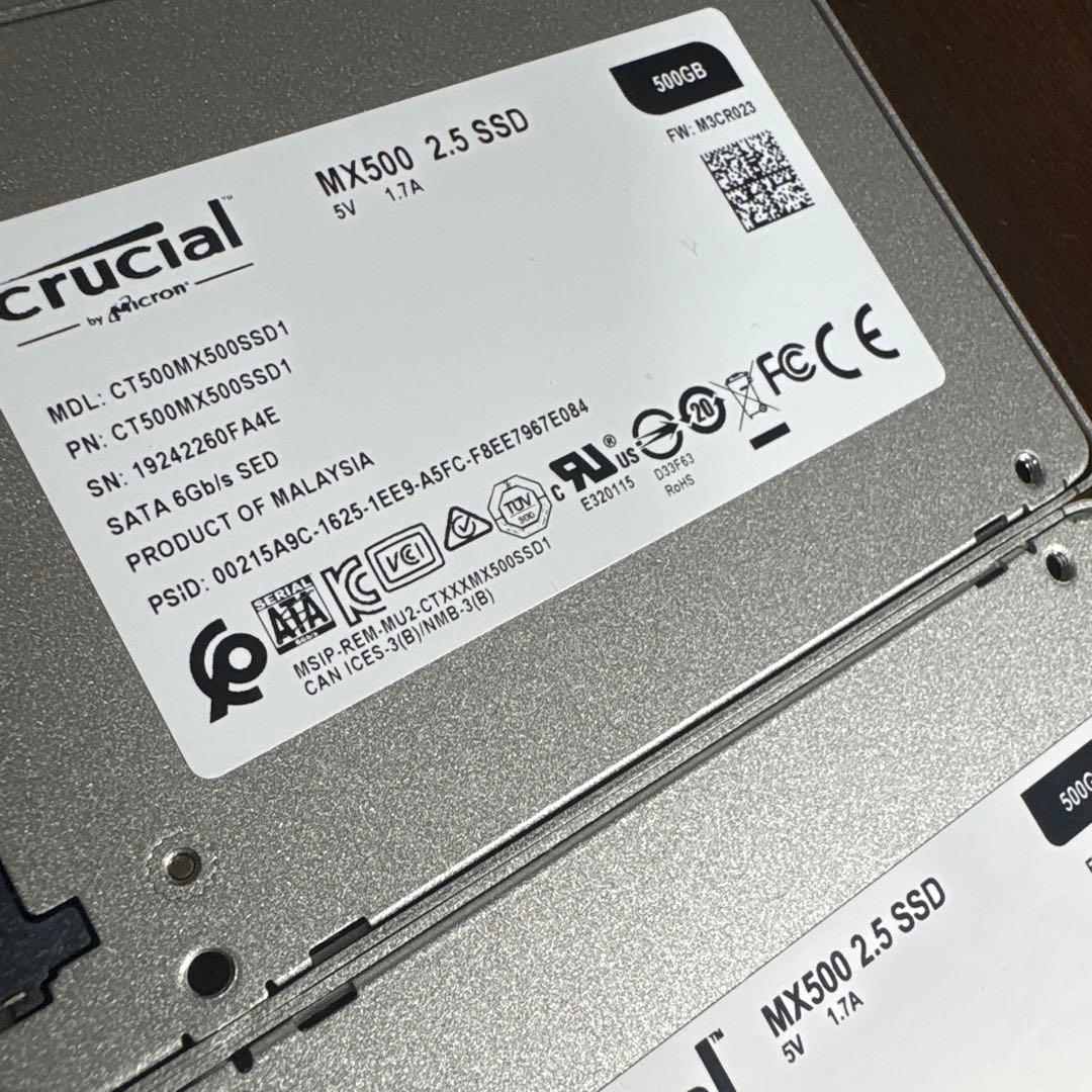 Crucial MX500 500GB SATA SSD 3個セット 現状品