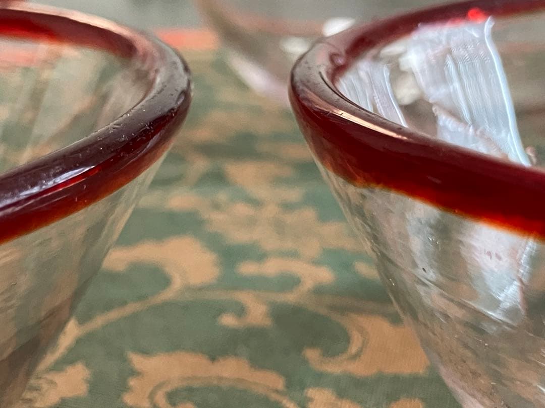 大正〜昭和の時代 昭和レトロ 大正浪漫　吹きガラス　ガラス鉢　5枚