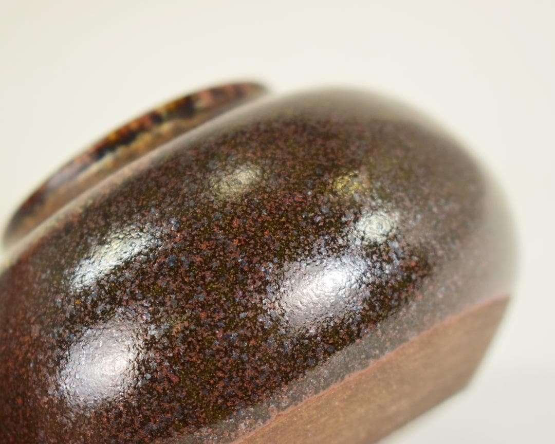 初出 玄々斎 瀬戸 蓋付茶入 茶道具 仕覆付 三重共箱入