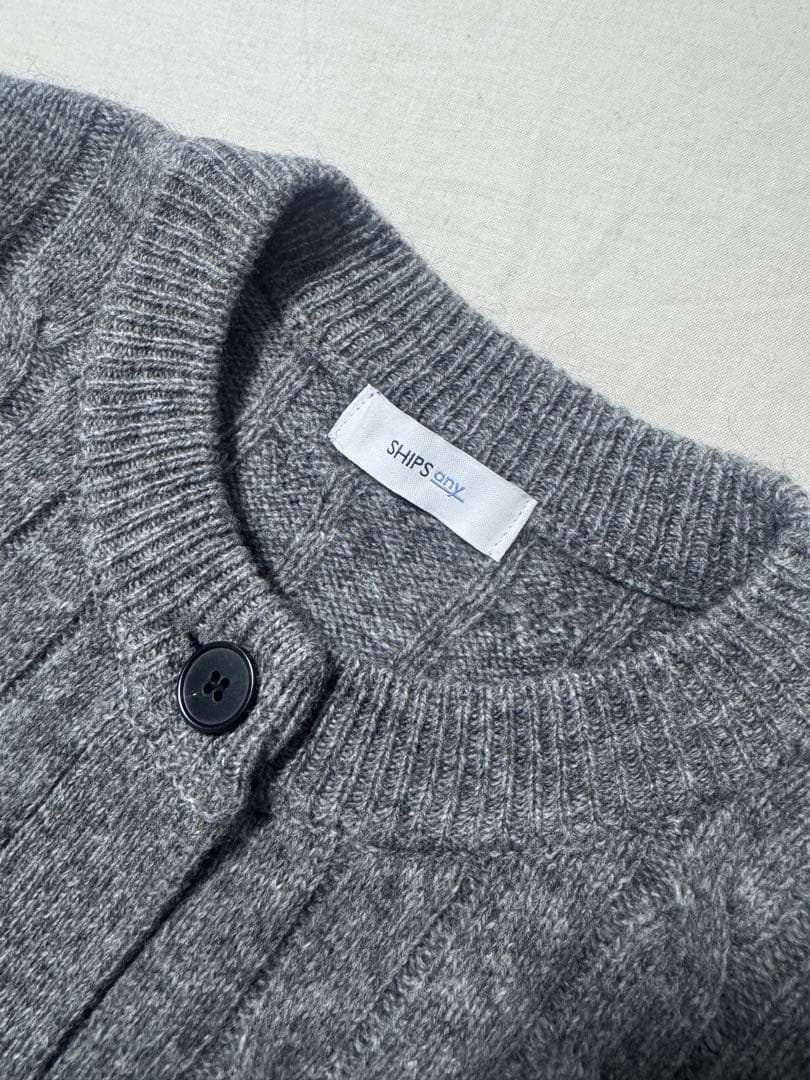 SHIPS any: ヤク ケーブルクルーネックニット カーディガン