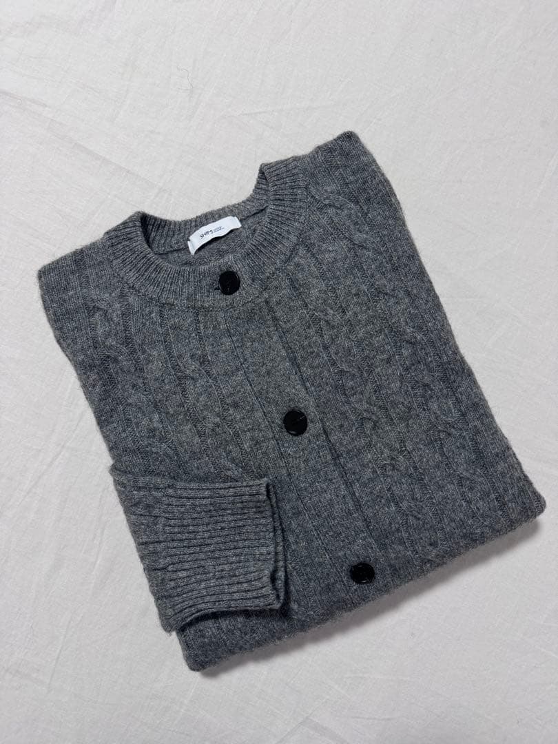 SHIPS any: ヤク ケーブルクルーネックニット カーディガン