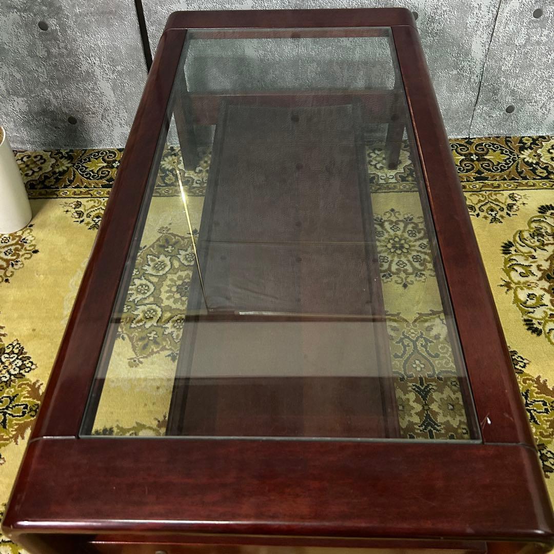 ꧁レトロ家具꧂ガラステーブル リビング センター ロー 机 昭和レトロ