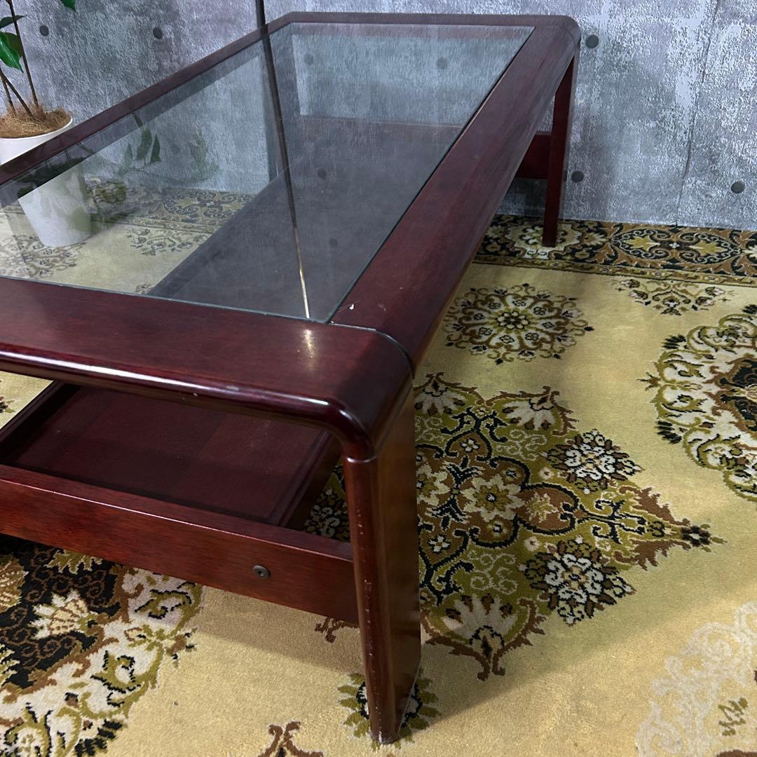 ꧁レトロ家具꧂ガラステーブル リビング センター ロー 机 昭和レトロ
