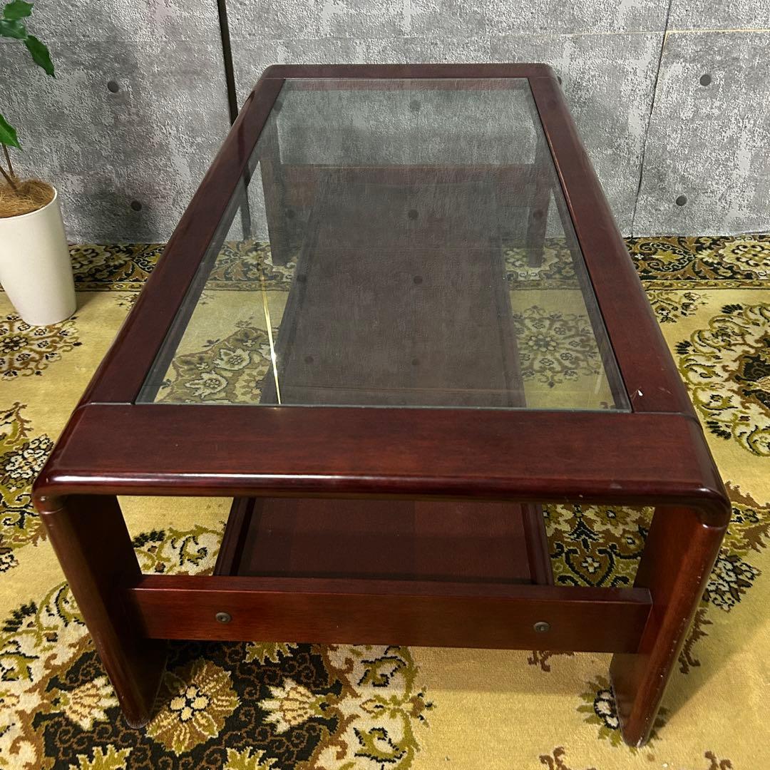 ꧁レトロ家具꧂ガラステーブル リビング センター ロー 机 昭和レトロ