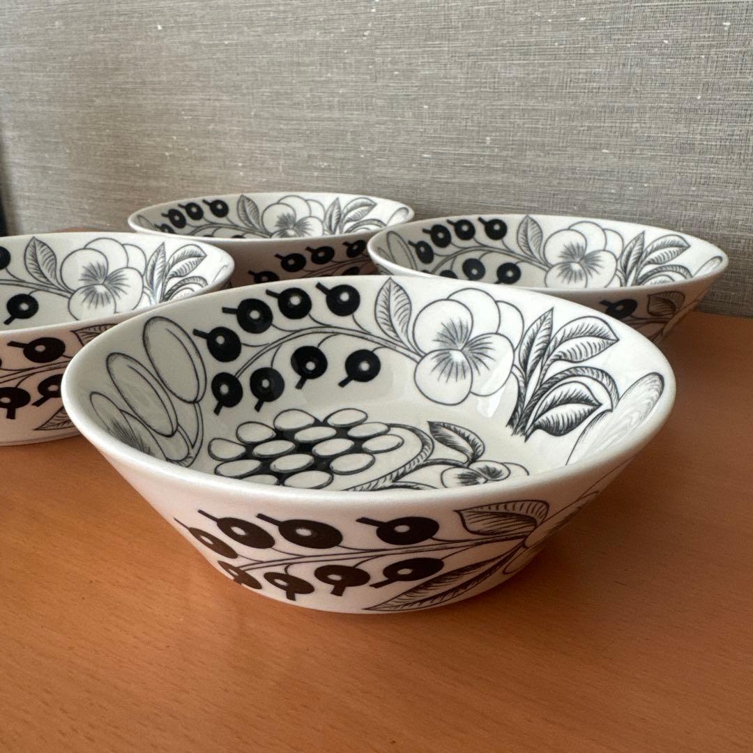 旧ロゴ　アラビア パラティッシ　ブラック スープボウル 17cm 4個セット