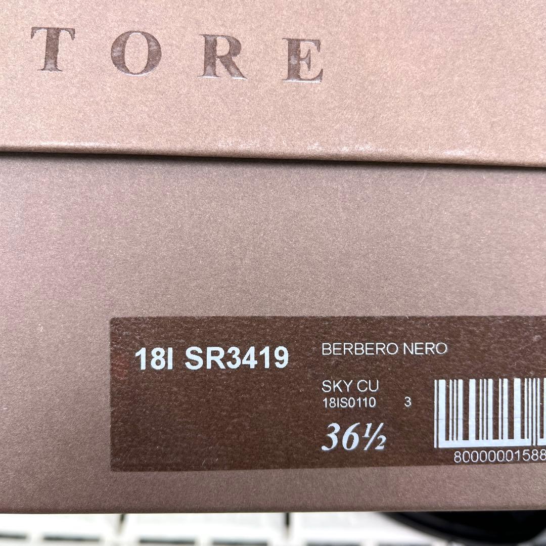 36.5 SARTORE ショートブーツ　黒　レザー　ファスナー付き　23.5