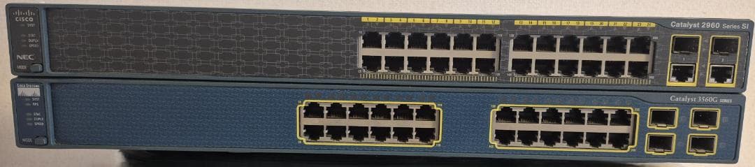 Cisco スイッチ2台セット 3560G 2960 CCNA/CCNP 学習用