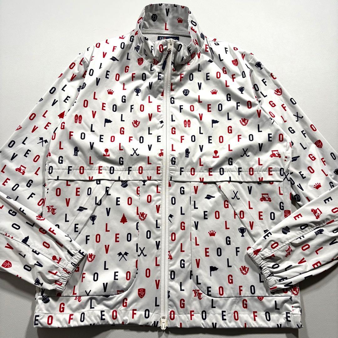 未使用級 L 23区ゴルフ 蓄熱 総柄 ジップアップジャケット ゴルフ