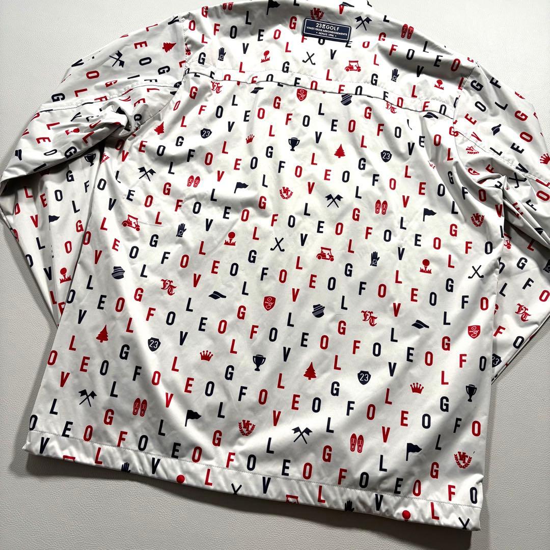 未使用級 L 23区ゴルフ 蓄熱 総柄 ジップアップジャケット ゴルフ