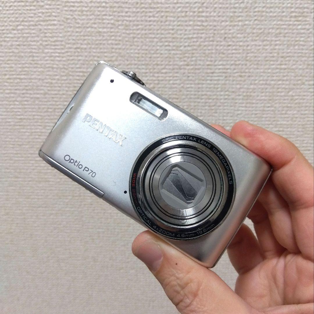 【元箱付完動品】美品◆PENTAX OptioP70◇シルバー◆コンデジデジカメ