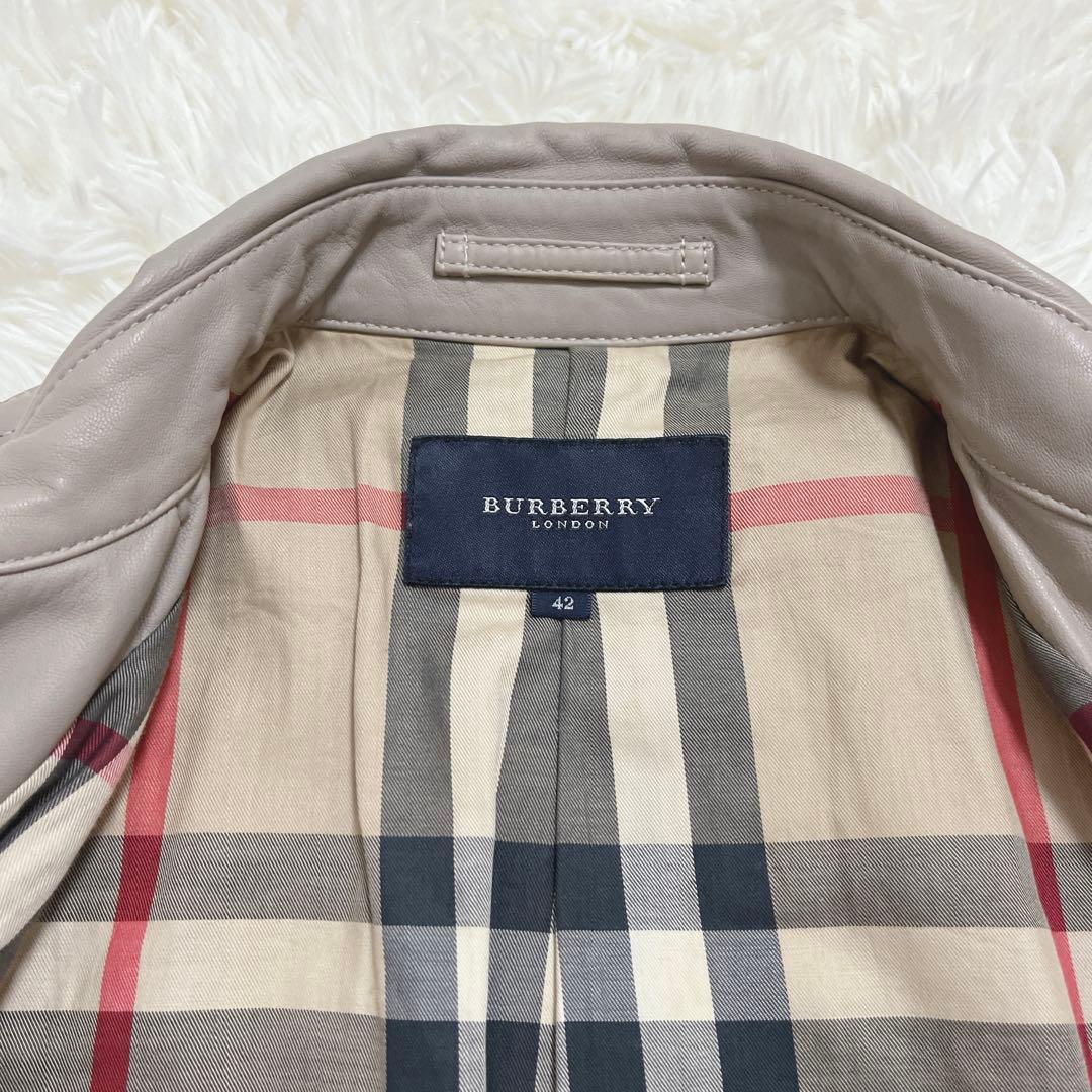 希少　バーバリーロンドン　羊革 ラムレザージャケット グレージュ　42